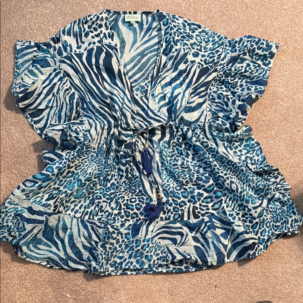 Blue Animal Print swimsuit coverup